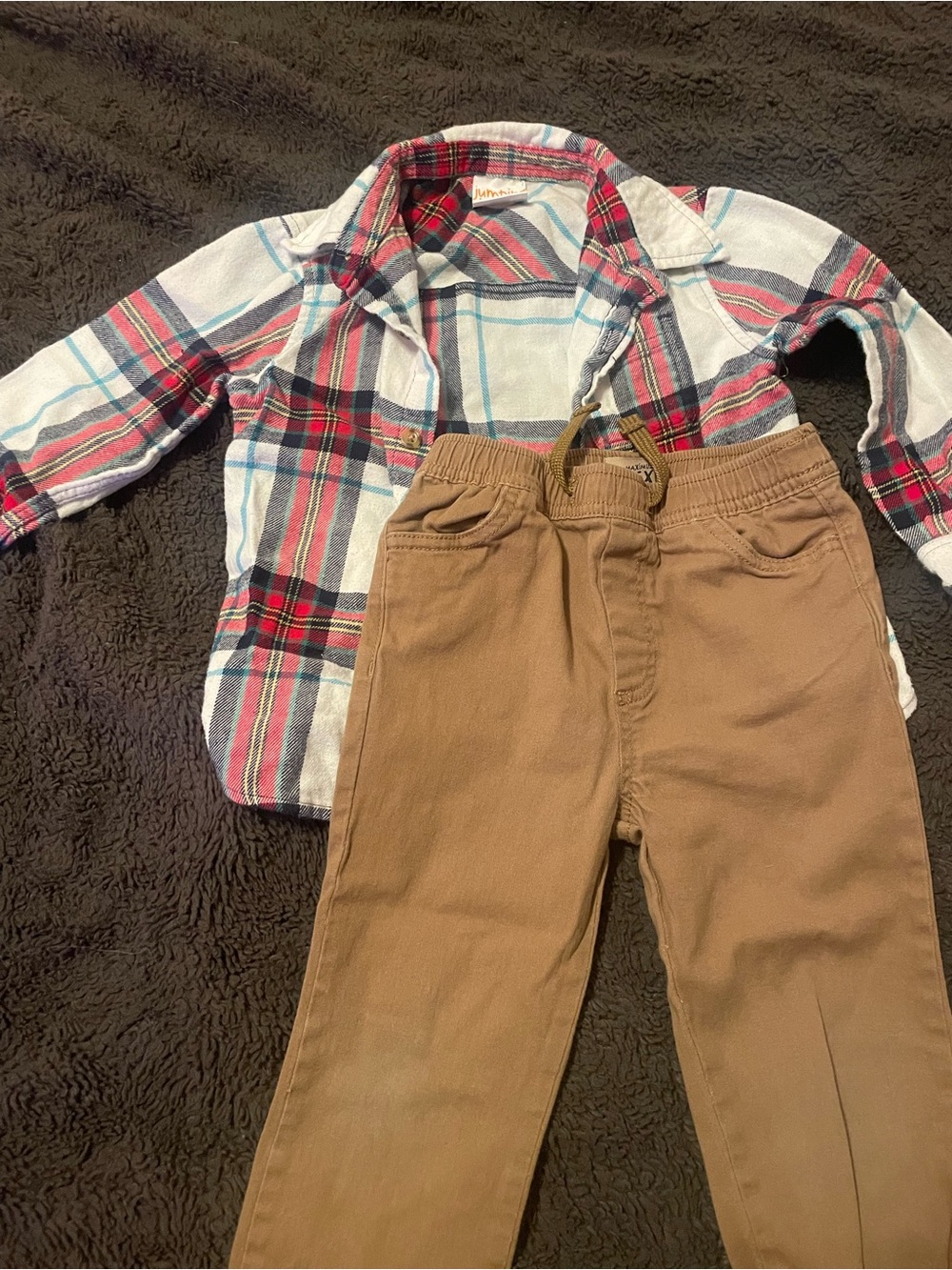 jumping beans Plaid Button-Down Shirt with pants size 3/4 Toddler
